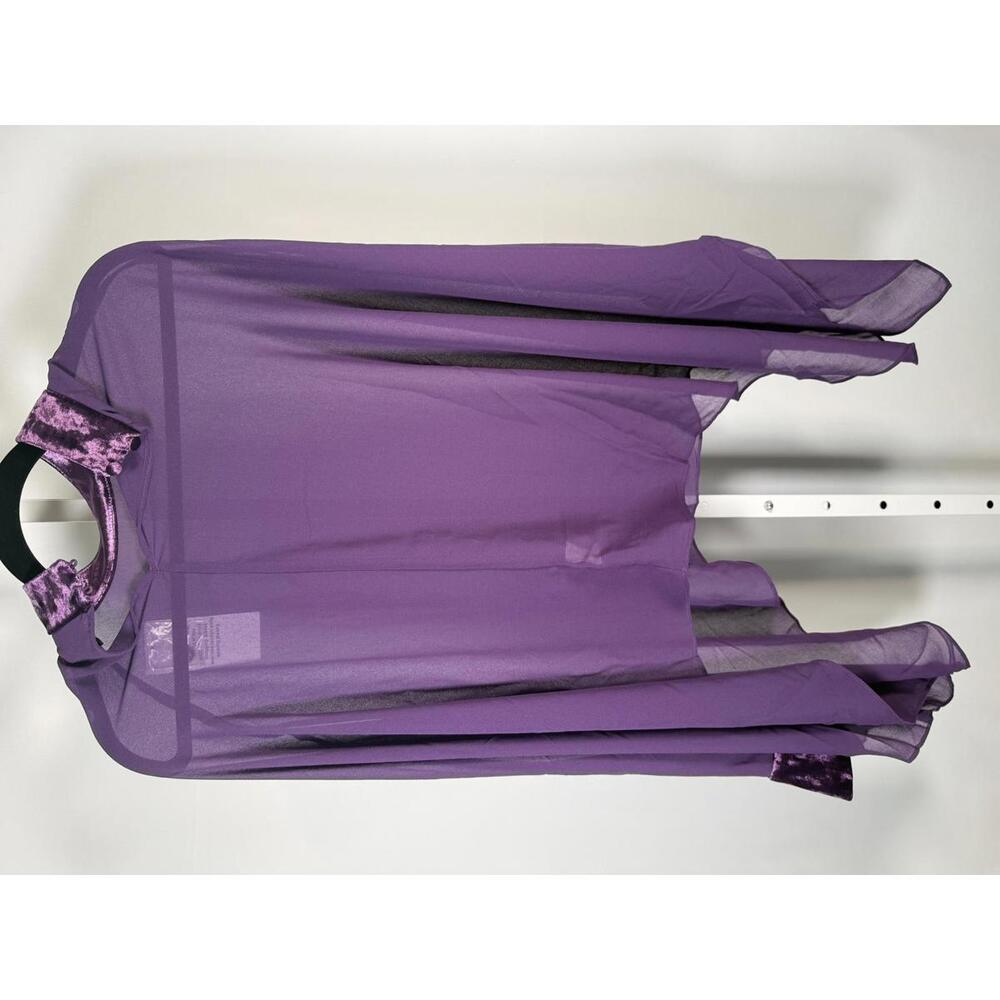 NWT G by Giuliana Women's Black Label Chiffon Poncho Velour Trim Purple Size XS - Picture 3 of 8